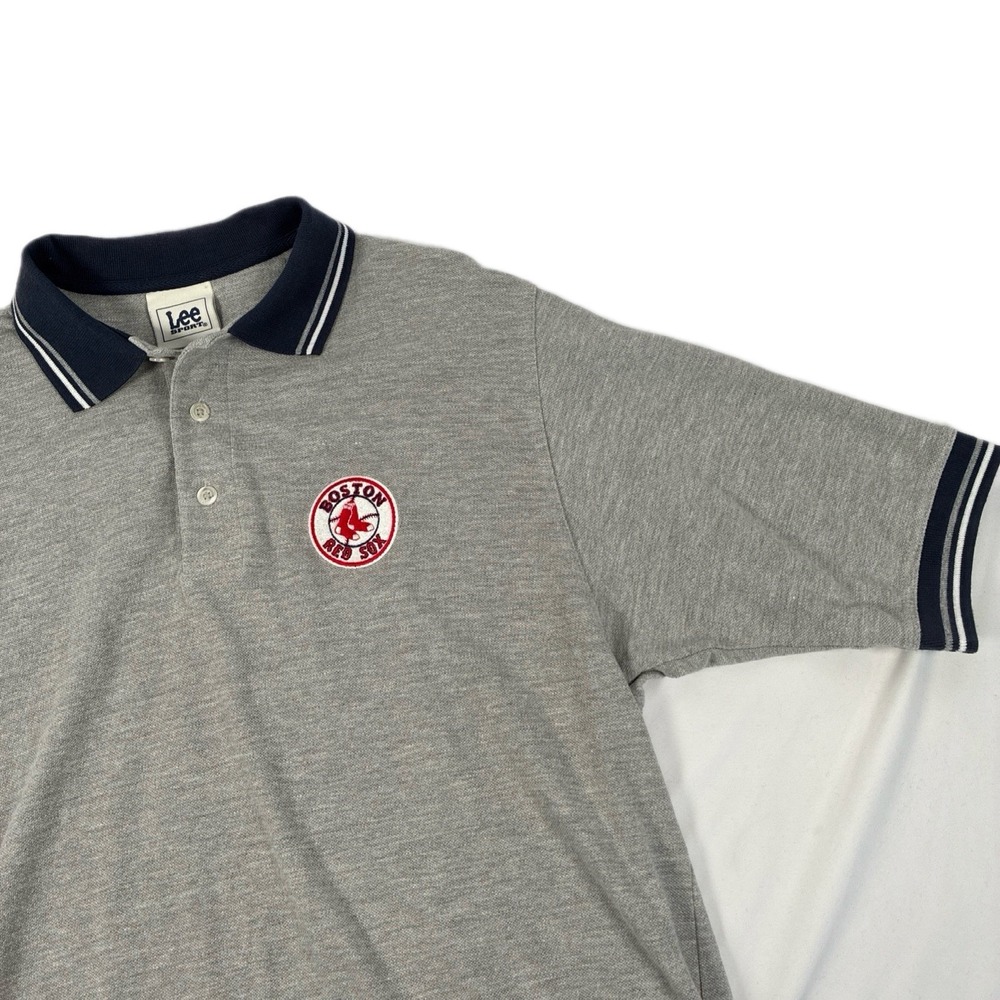 Vintage Lee Sport Boston Red Sox Short‎ Sleeve Polo Shirt Size Medium Gray